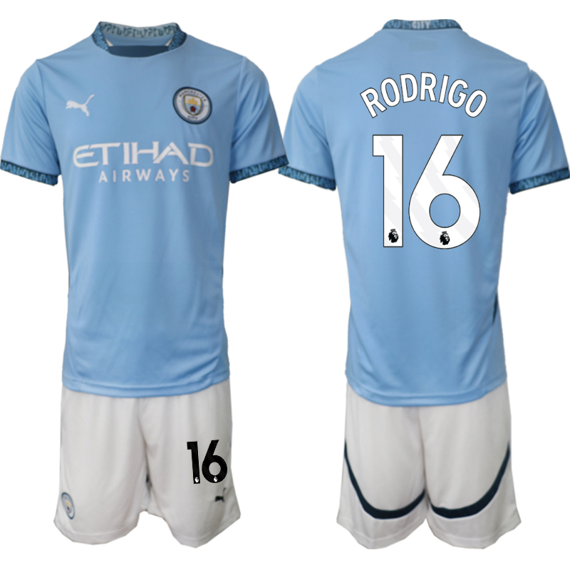Men 2024-2025 Club Manchester City home blue #16 Soccer Jersey->manchester city jersey->Soccer Club Jersey
